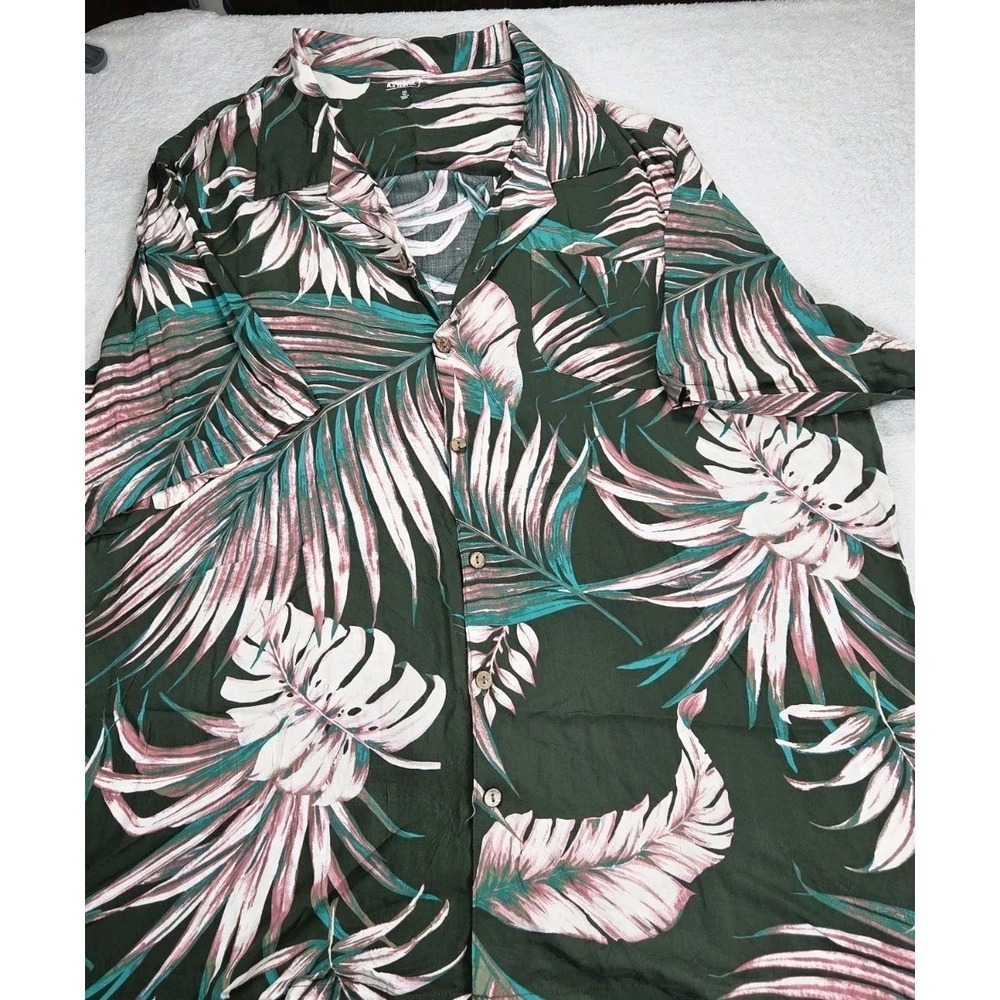 Mens 3XL Tall Hawaiian Shirt Rayon Tropical Aloha Palm Print Big Tall KS Island